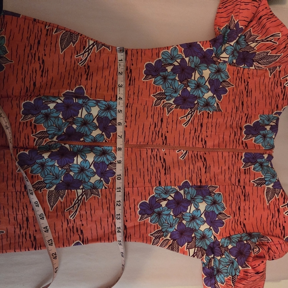 African Ankara Dress Handcrafted Floral Print With Bell Sleeves - Picture 7 of 9